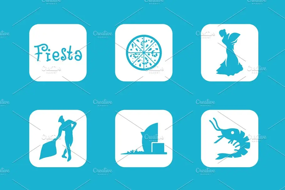 巴塞罗那元素图标 Barcelona simple icons插图1