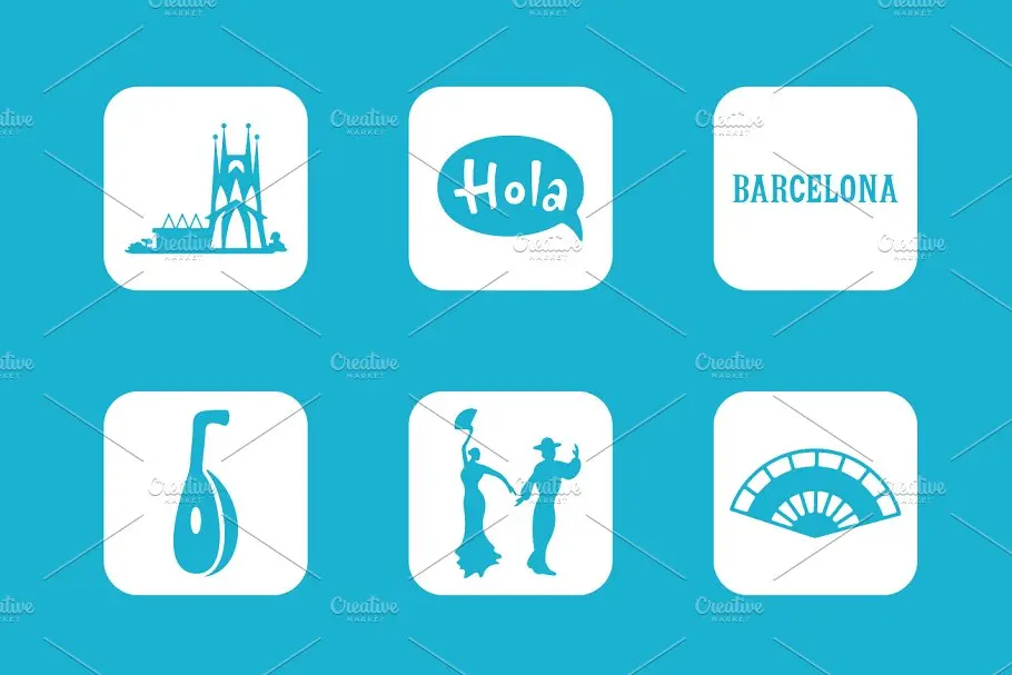 巴塞罗那元素图标 Barcelona simple icons插图2