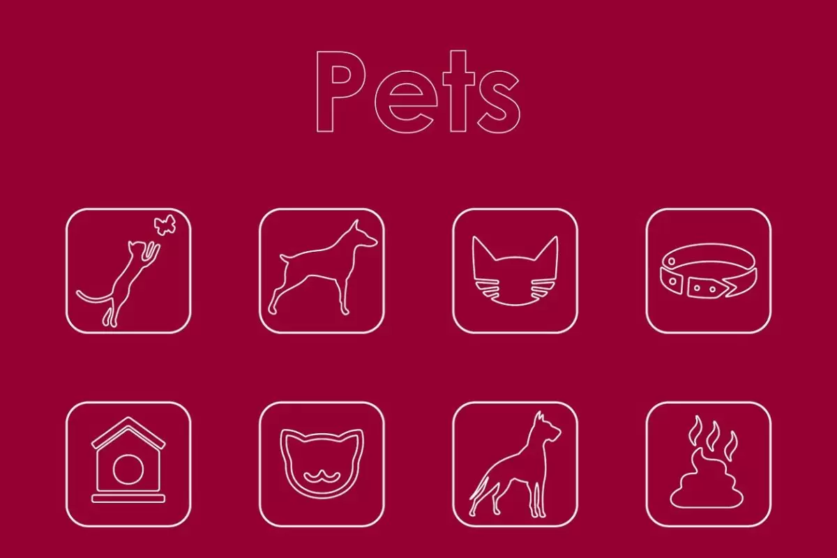 宠物图标素材 Set of pets simple icons免费下载