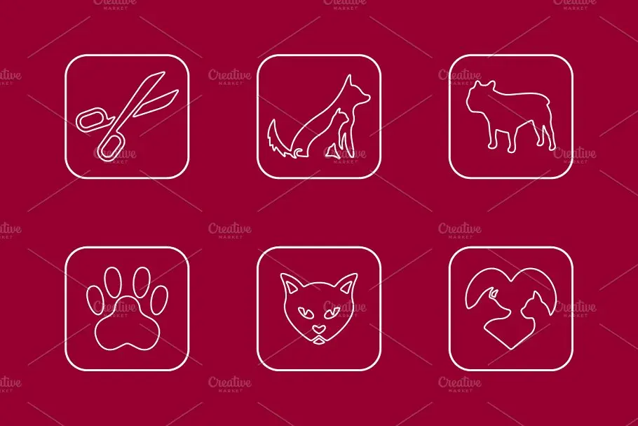 宠物图标素材 Set of pets simple icons插图2
