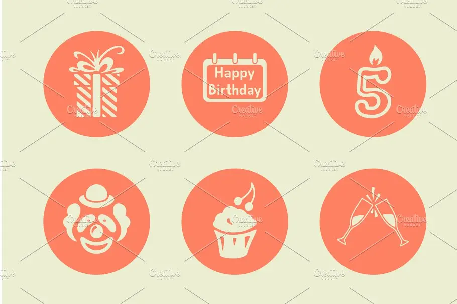 简单的生日元素图标 16 BIRTHDAY simple icons插图2