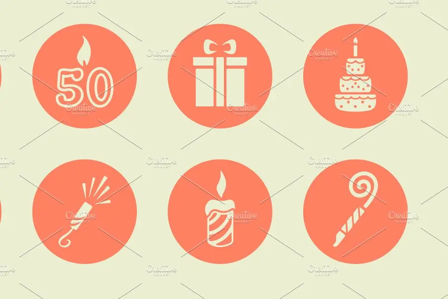 简单的生日元素图标 16 BIRTHDAY simple icons插图1