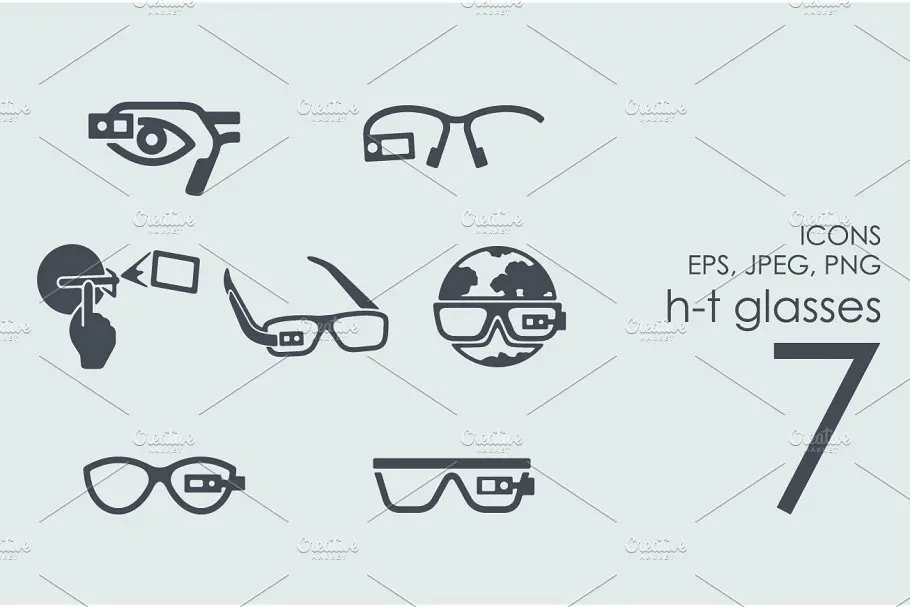 7款高科技眼镜图标 7 high-tech glasses icons插图