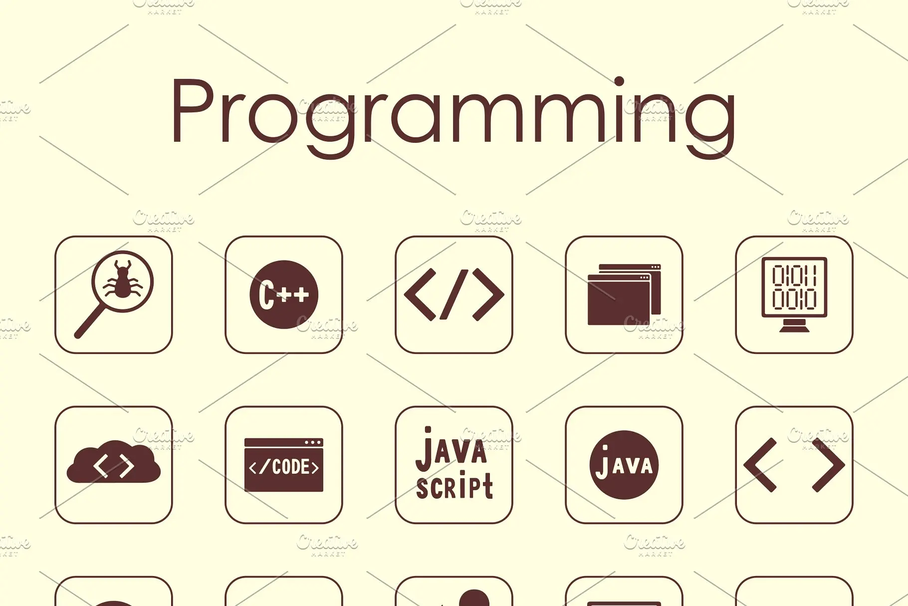 编程矢量图标素材 programming simple icons插图1