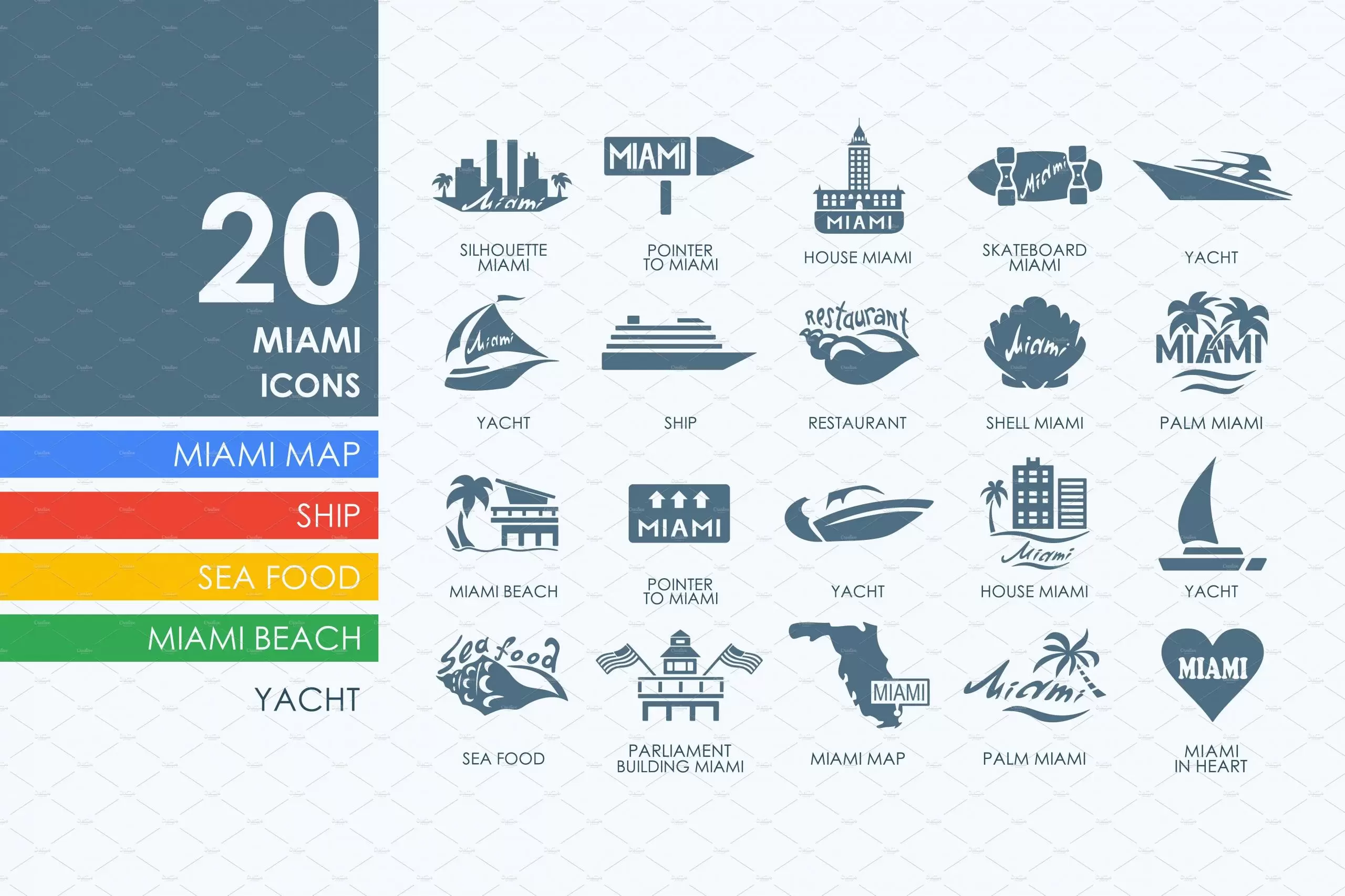 迈阿密航海图标 20 Miami icons插图