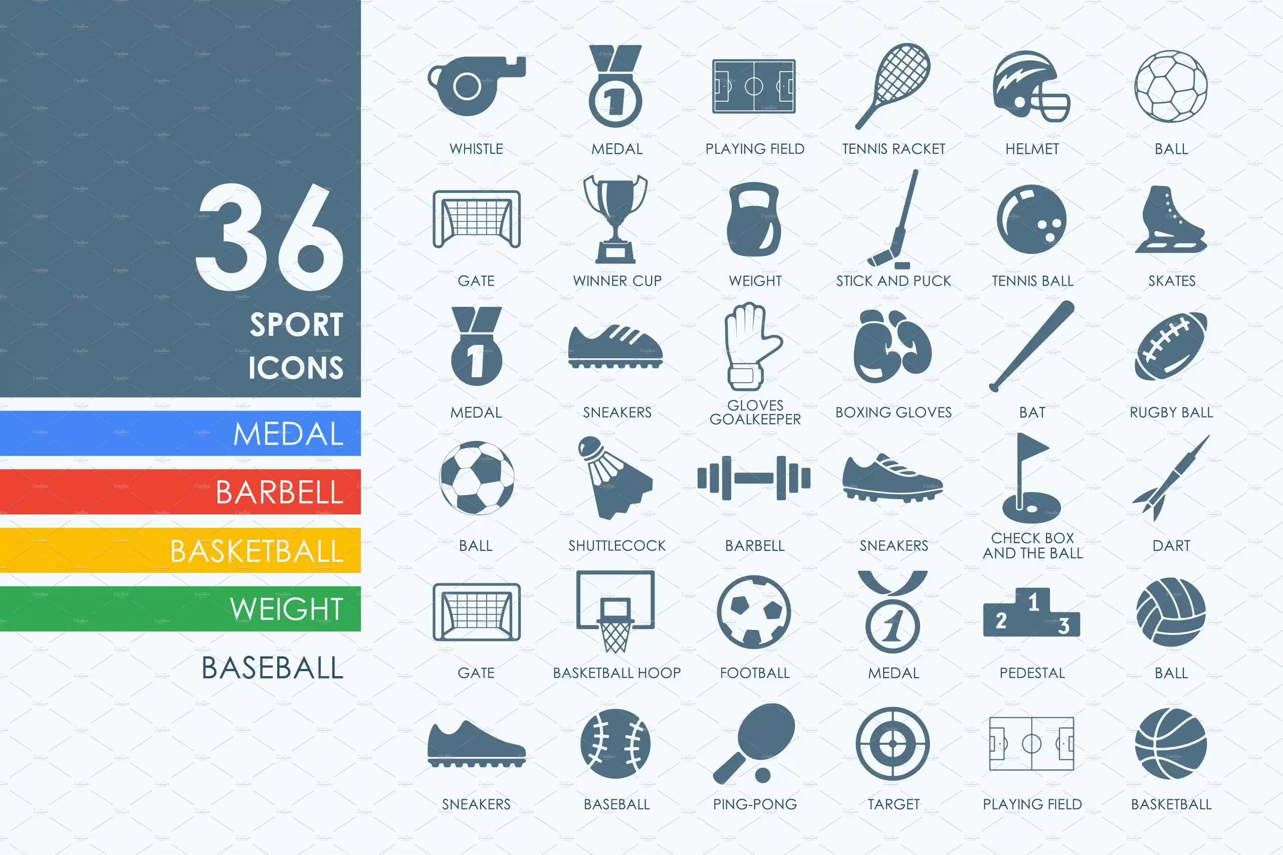 运动元素图标 36 sport icons插图