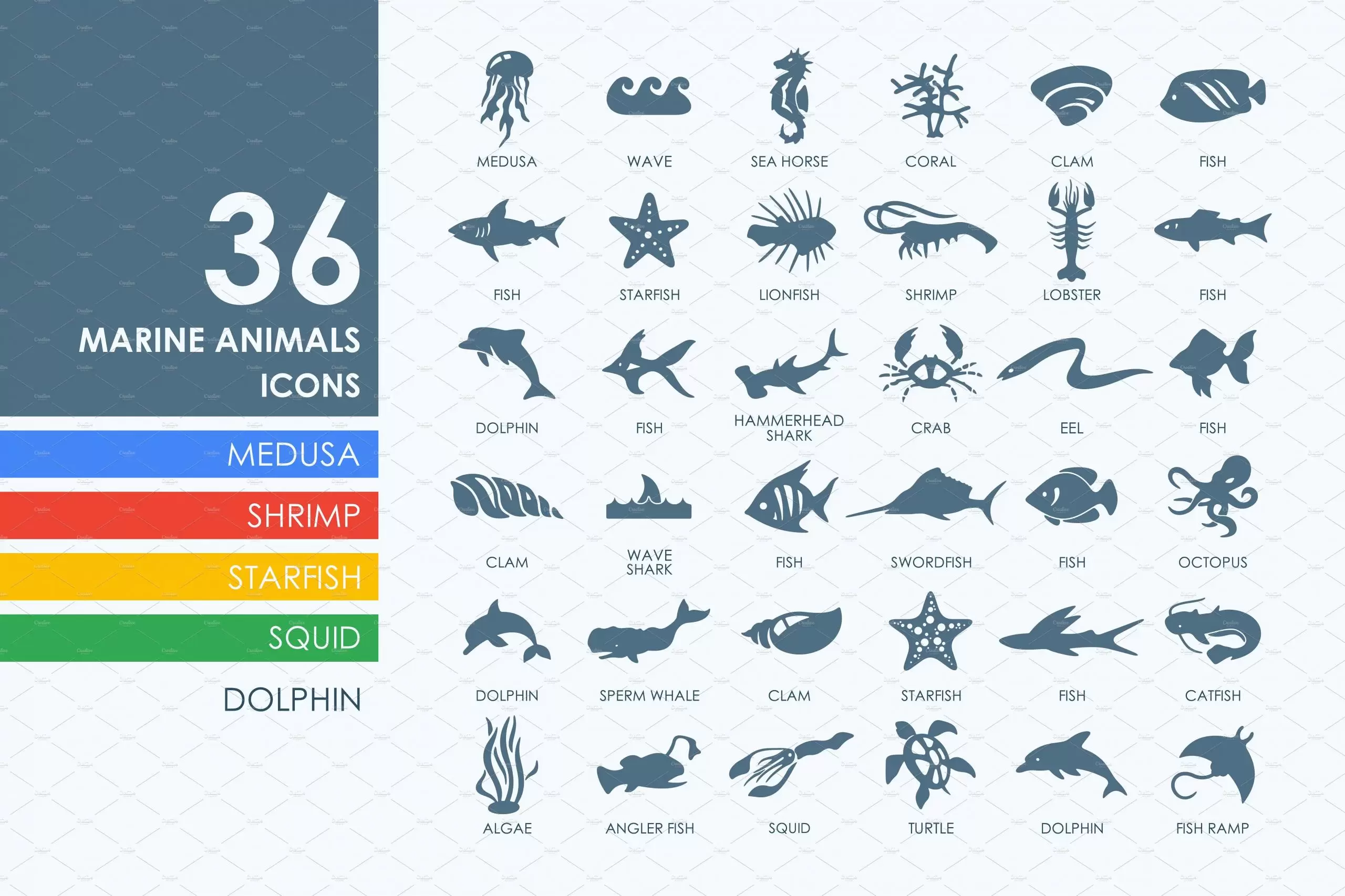 海洋动物图标素材 36 Marine Animals icons插图