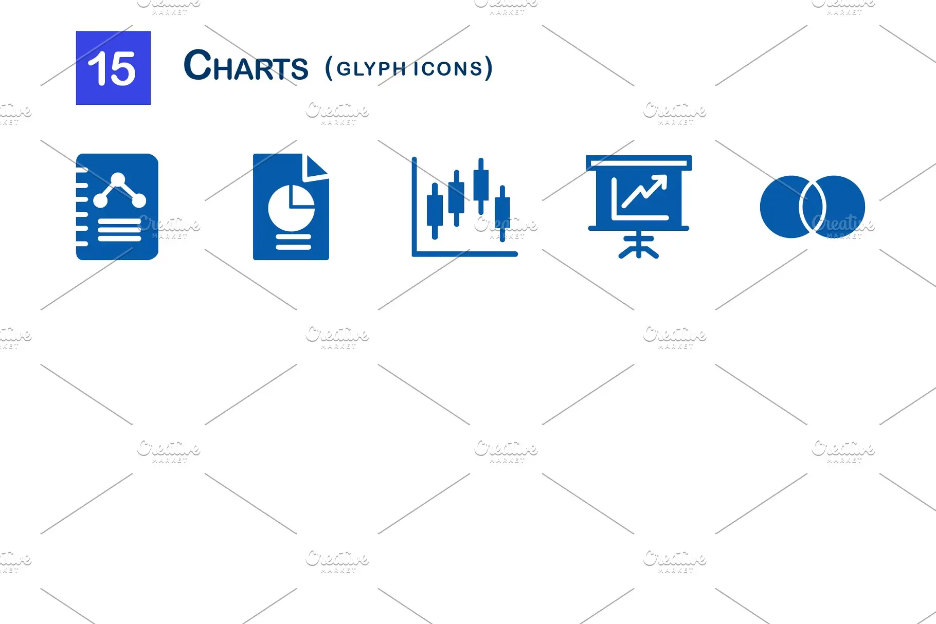 图表图标素材 15 Charts Glyph Icons插图1