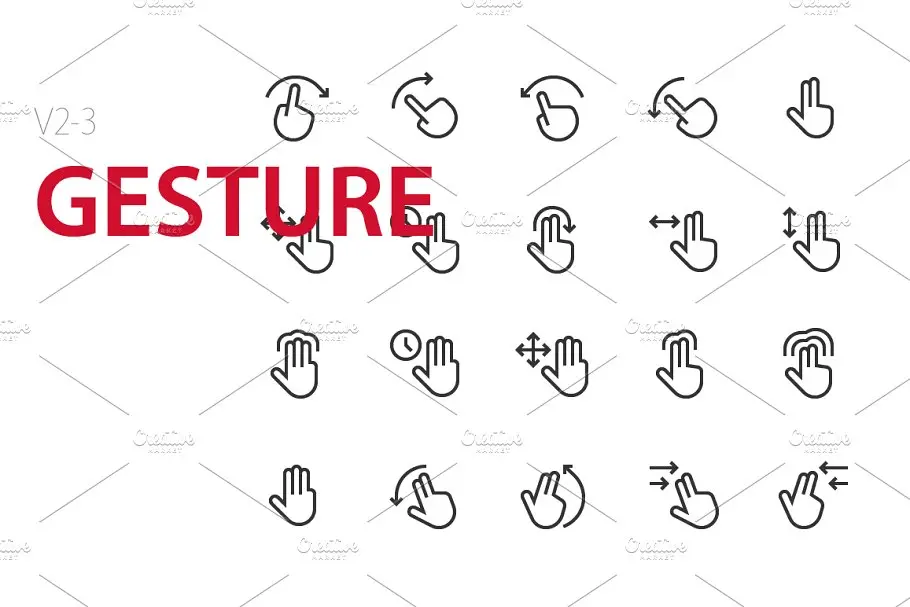 手势图标素材 60 Gesture UI icons插图1