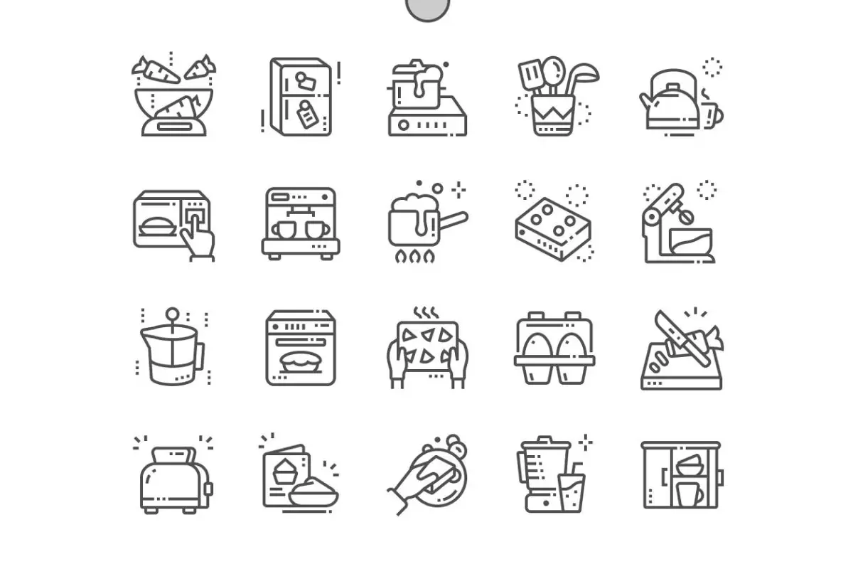 厨房器械图标素材 Kitchen Line Icons免费下载