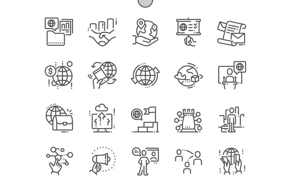 全球商务图标素材 Global Business Line Icons免费下载