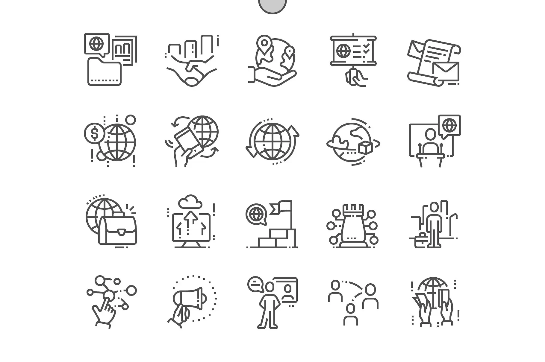 全球商务图标素材 Global Business Line Icons插图