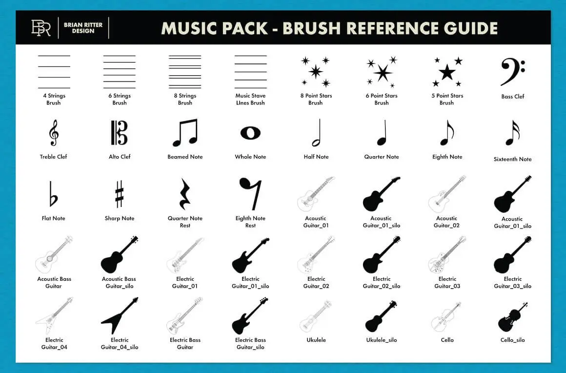 音乐乐器音符元素Procreate笔刷素材包 (brushset)插图3