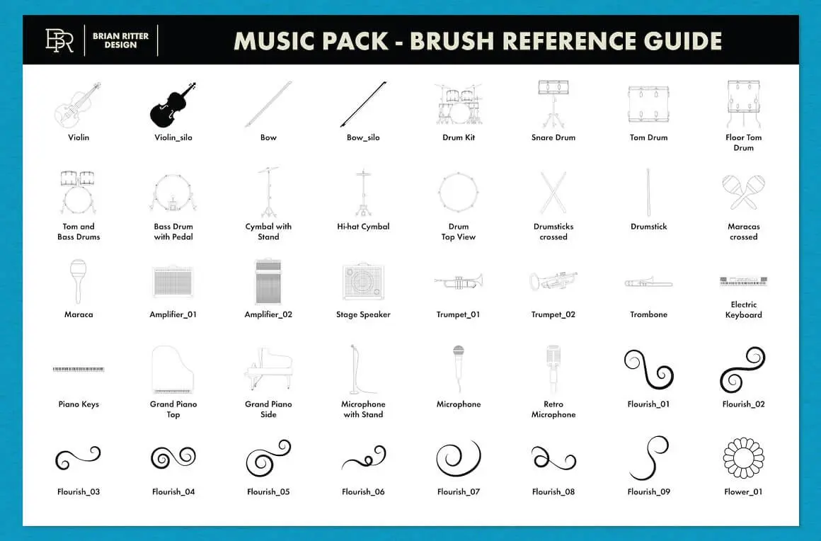 音乐乐器音符元素Procreate笔刷素材包 (brushset)插图2
