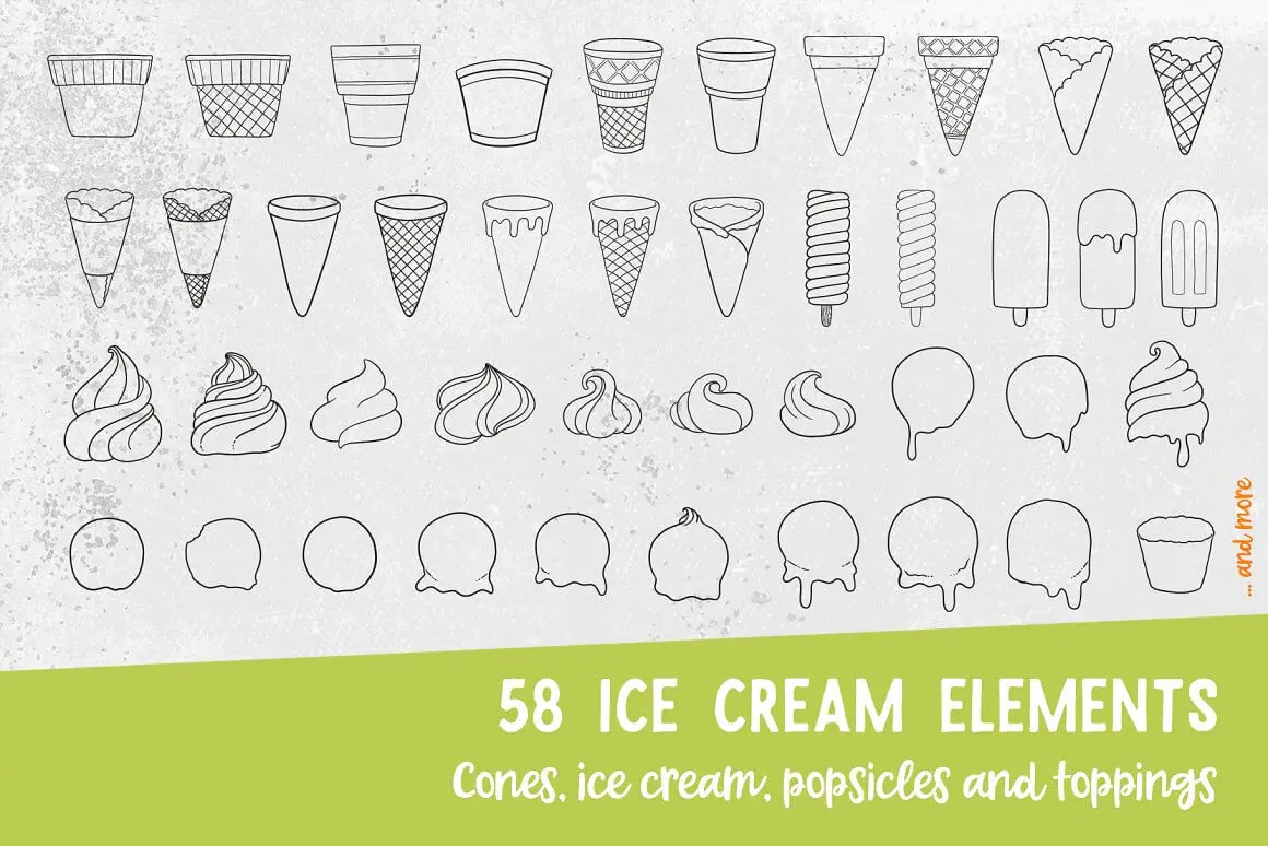 创意冰淇淋和水果图案Procreate笔刷素材 (brushset,ai,eps)插图6