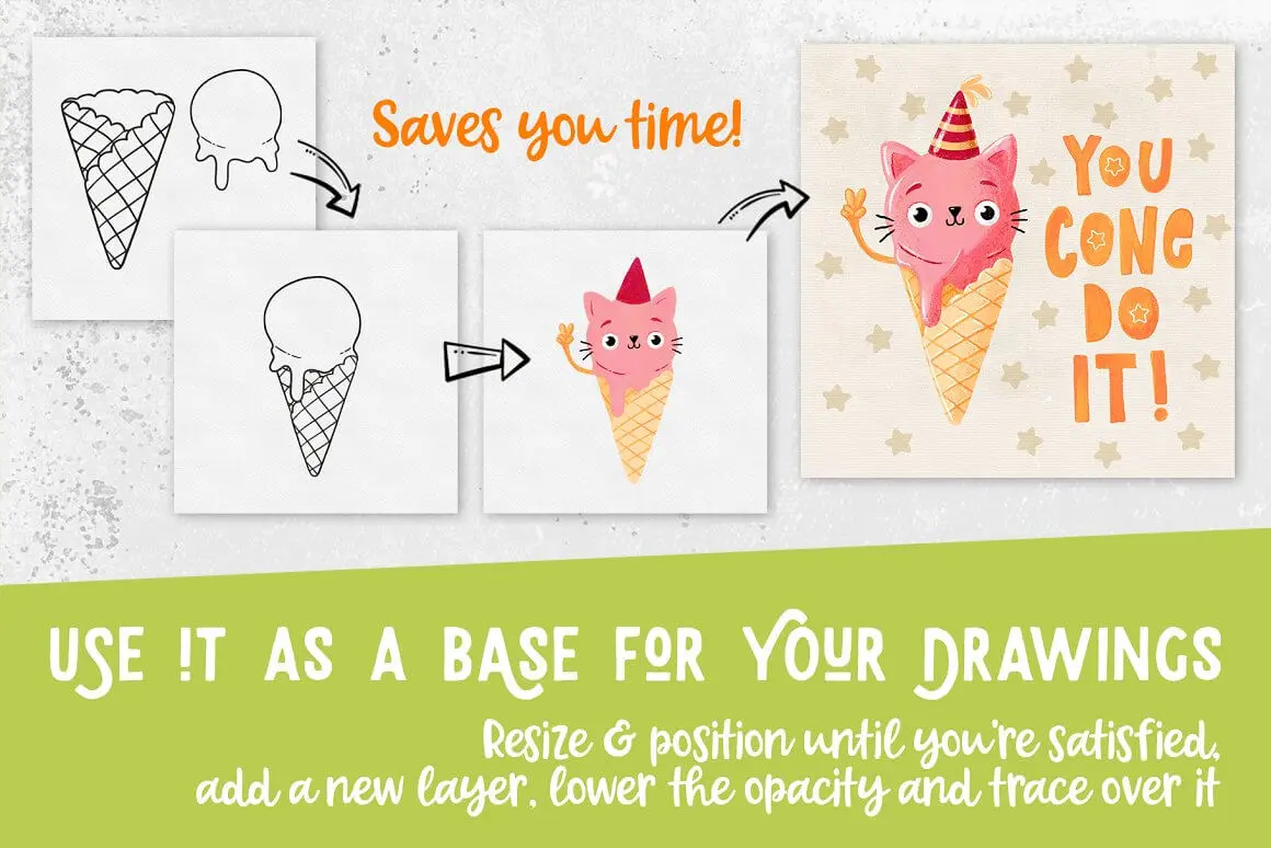 创意冰淇淋和水果图案Procreate笔刷素材 (brushset,ai,eps)插图4