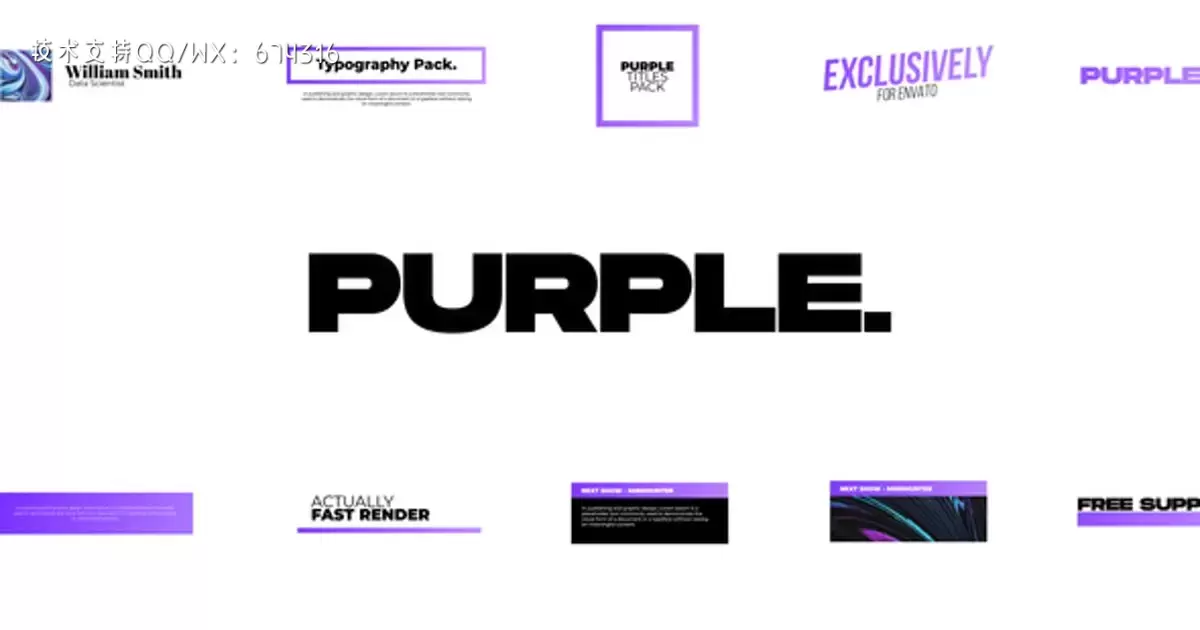 紫色文字动画标题包AE视频模版Purple. - Titles Pack