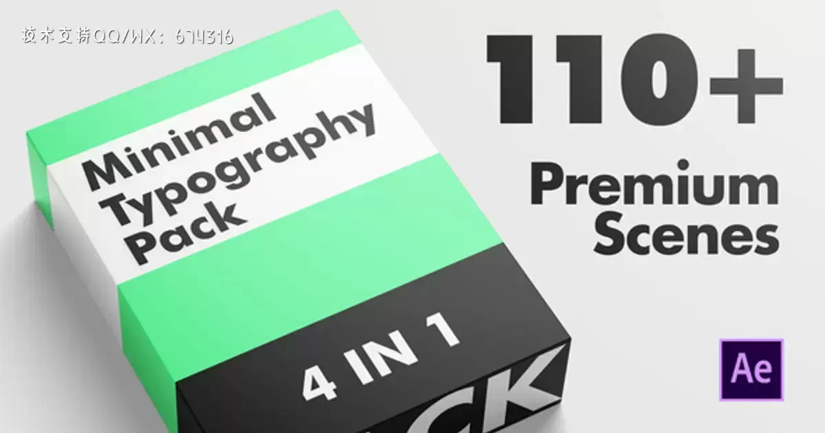 4合1简单动画文字排版110组+AE视频模版Minimal Typography Pack插图