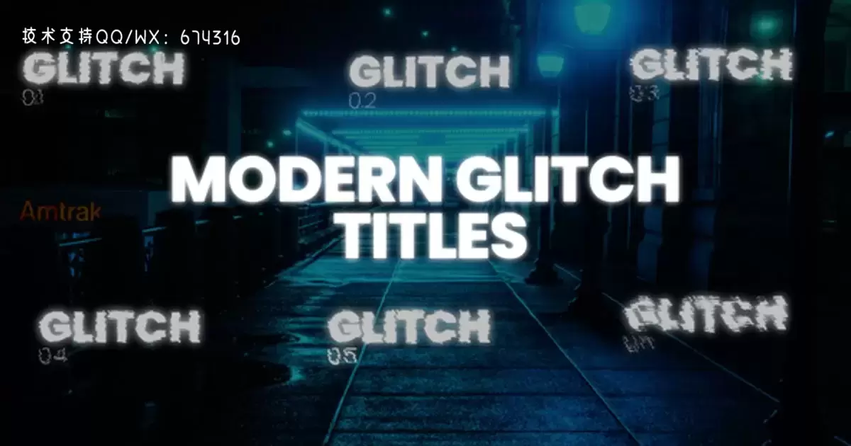 现代故障标题文字动画AE视频模版Modern glitch titles
