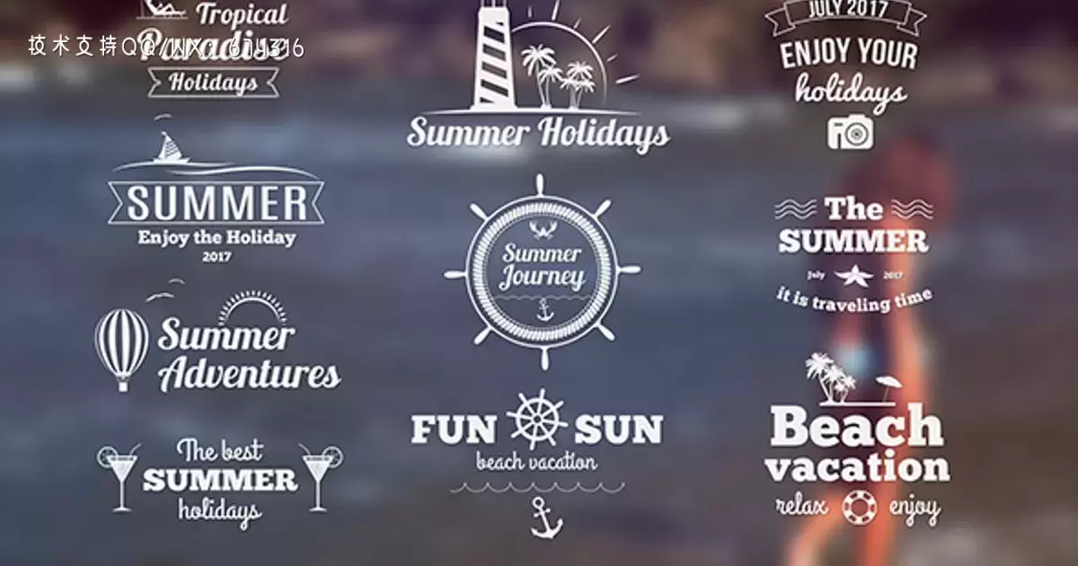 夏季横幅文字花字边框AE视频模版Summer Banners II插图