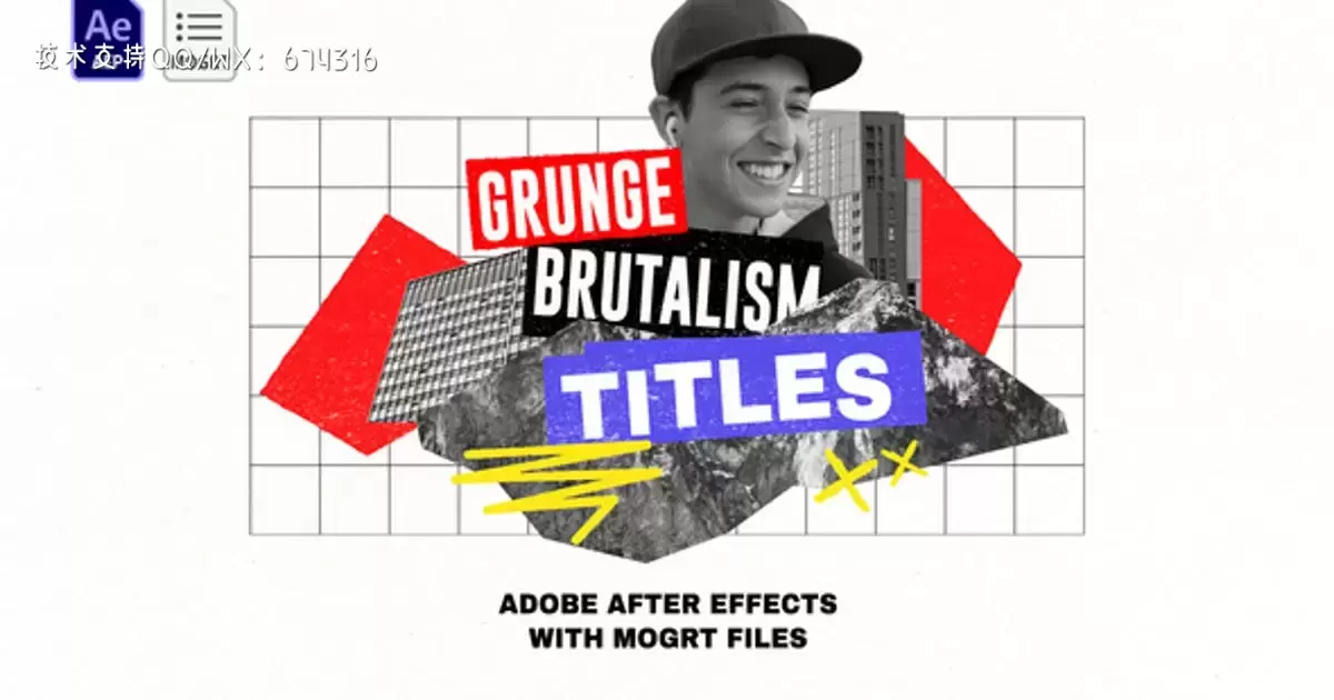 粗野主义文字包装头衔AE视频模版Grunge Brutalism Titles插图