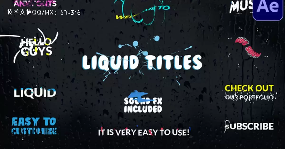 液体标题动态花字AE视频模版Liquid Titles | After Effects插图