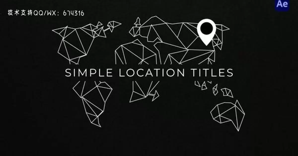 简单的位置标题文字定位图标AE视频模版Simple Location Titles.