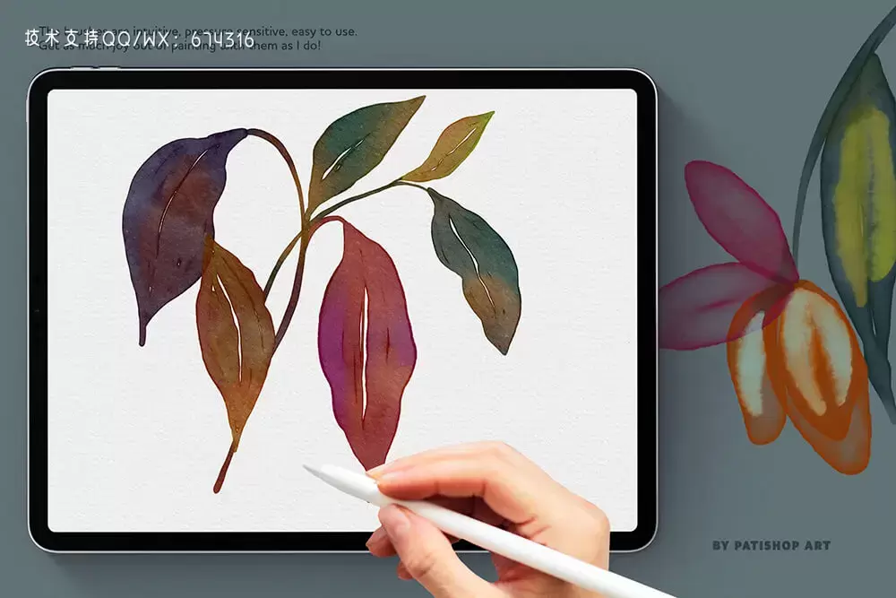 逼真的水彩绘画Procreate笔刷素材 (brushset)插图8