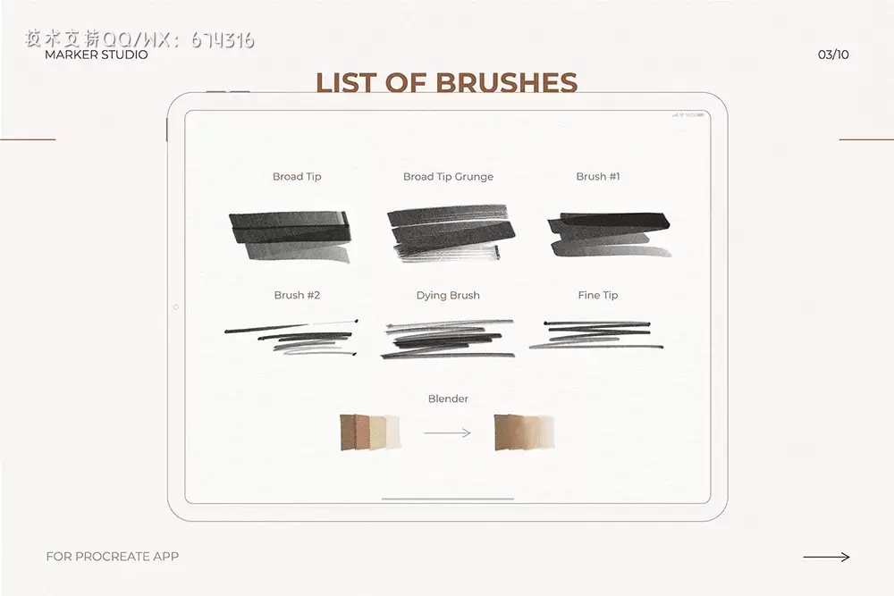 逼真的马克笔记号笔绘画Procreate笔刷套件 (brushset)插图6