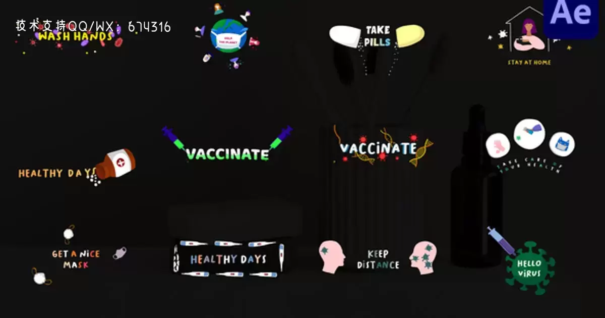 病毒和疫苗标题文字效果后AE视频模版Virus And Vaccine Titles | After Effects插图
