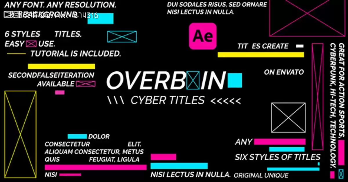 别眨眼网络标题特效文字来了AE视频模版Overblink – Cyber Titles | After Effects插图