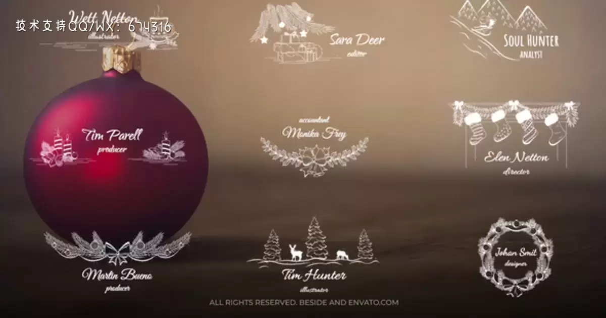 圣诞标题文字动画透明AE视频模版Christmas Titles & Lower Thirds | AE插图