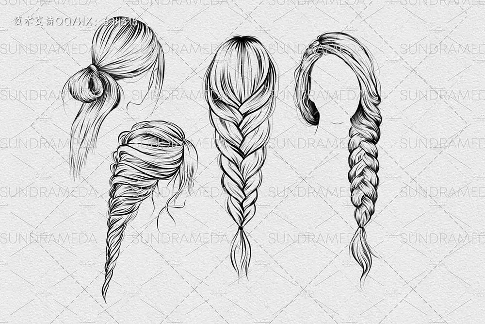 女性发型Procreate印章笔刷 (brushset)插图1