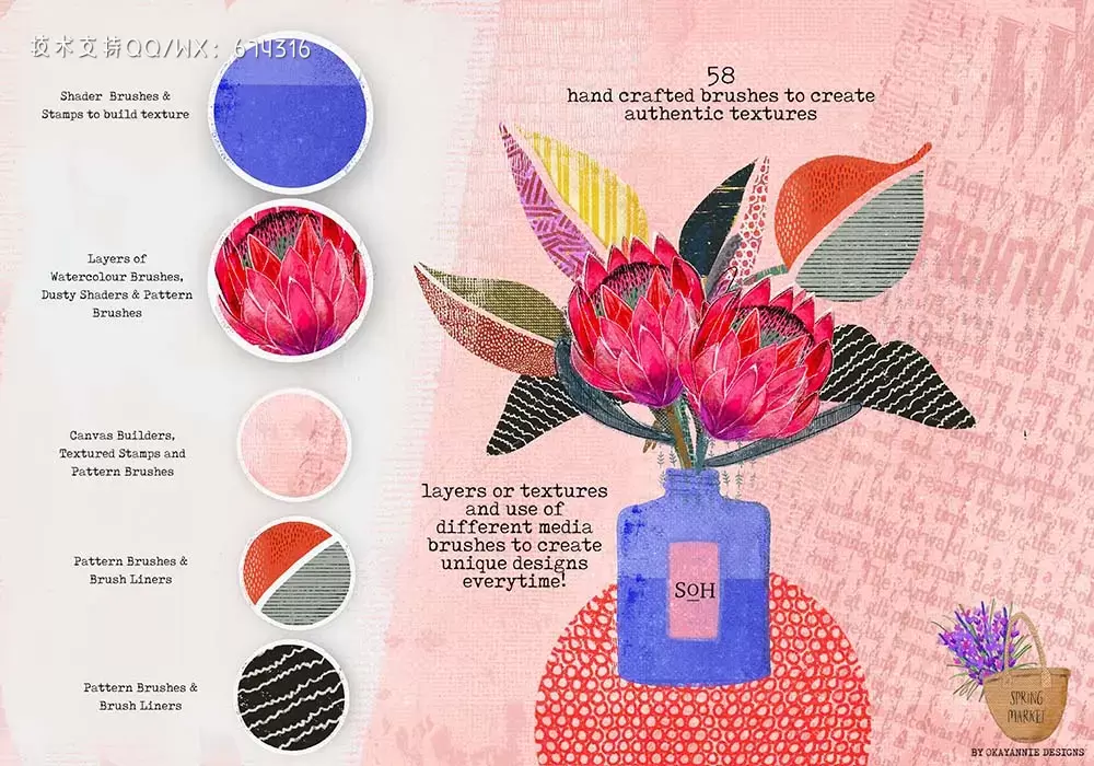 春季绘画纹理Procreate笔刷 (brushset)插图6