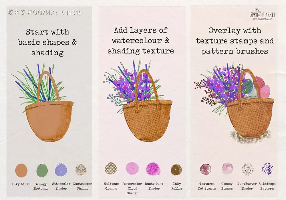 春季绘画纹理Procreate笔刷 (brushset)插图5