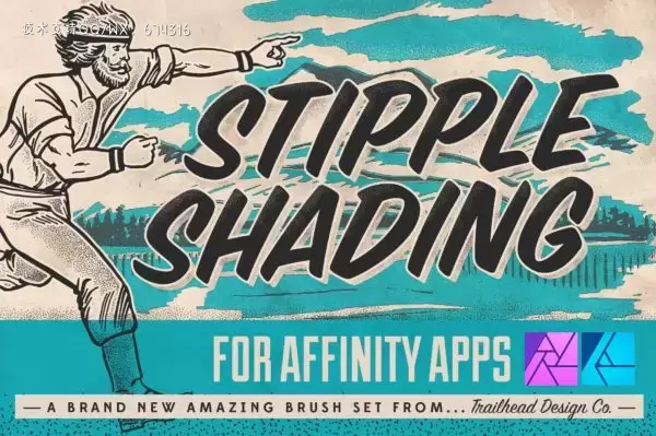 适用于Affinity的复古点画阴影笔刷工具免费下载