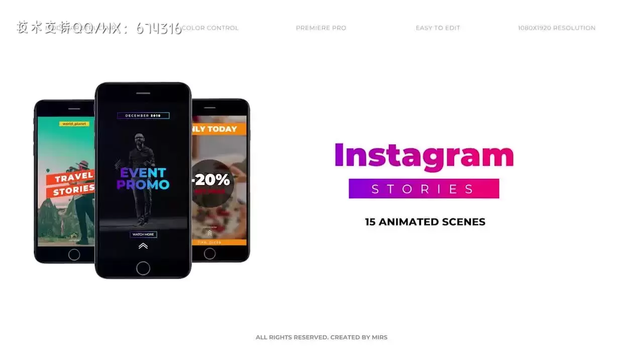 15个Instagram动画场景手机竖屏pr模板视频下载