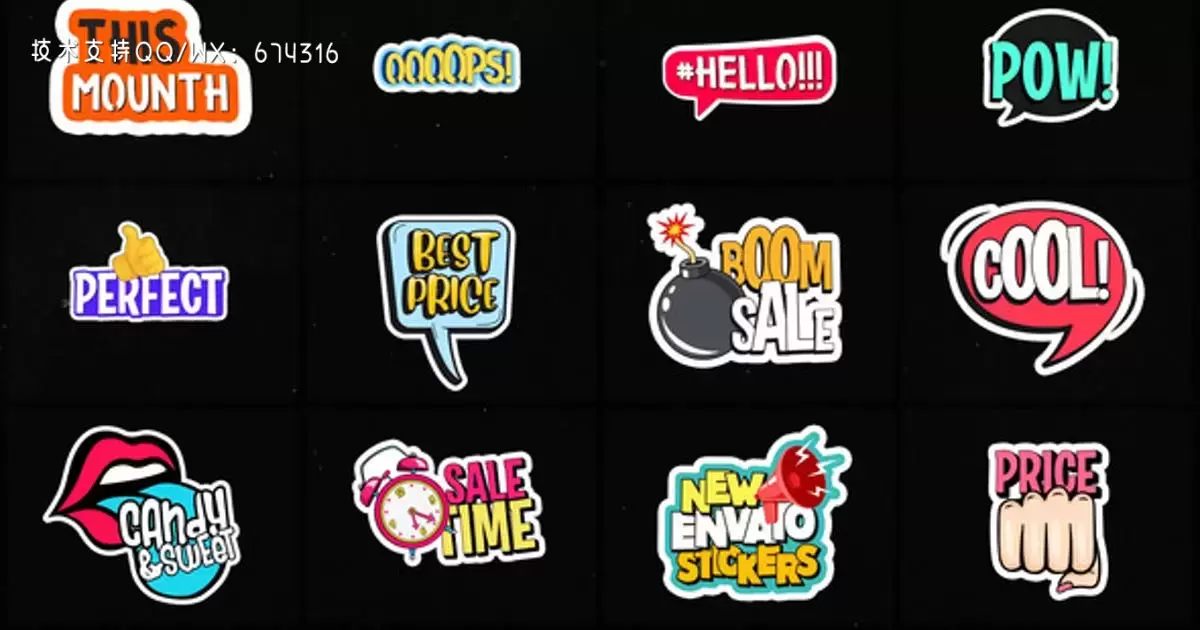 动画贴纸文字动画AE视频模版Animated Stickers插图