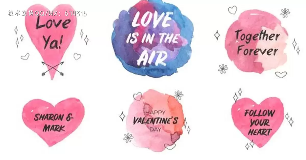 爱在空气中水彩标题AE视频模版Love Is In The Air. Watercolor Titles