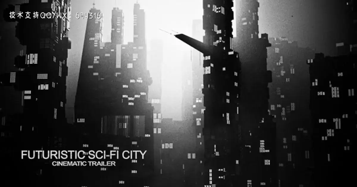 科幻高科技城市标题AE视频模版Sci Fi City Titles插图