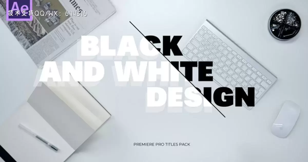 黑白标题包极简包AE视频模版black and white titles pack