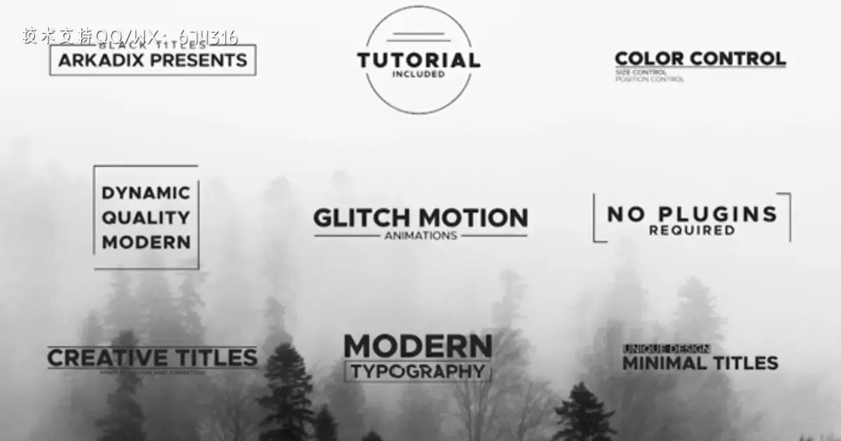 黑色标题文字素材AE视频模版Black Titles插图