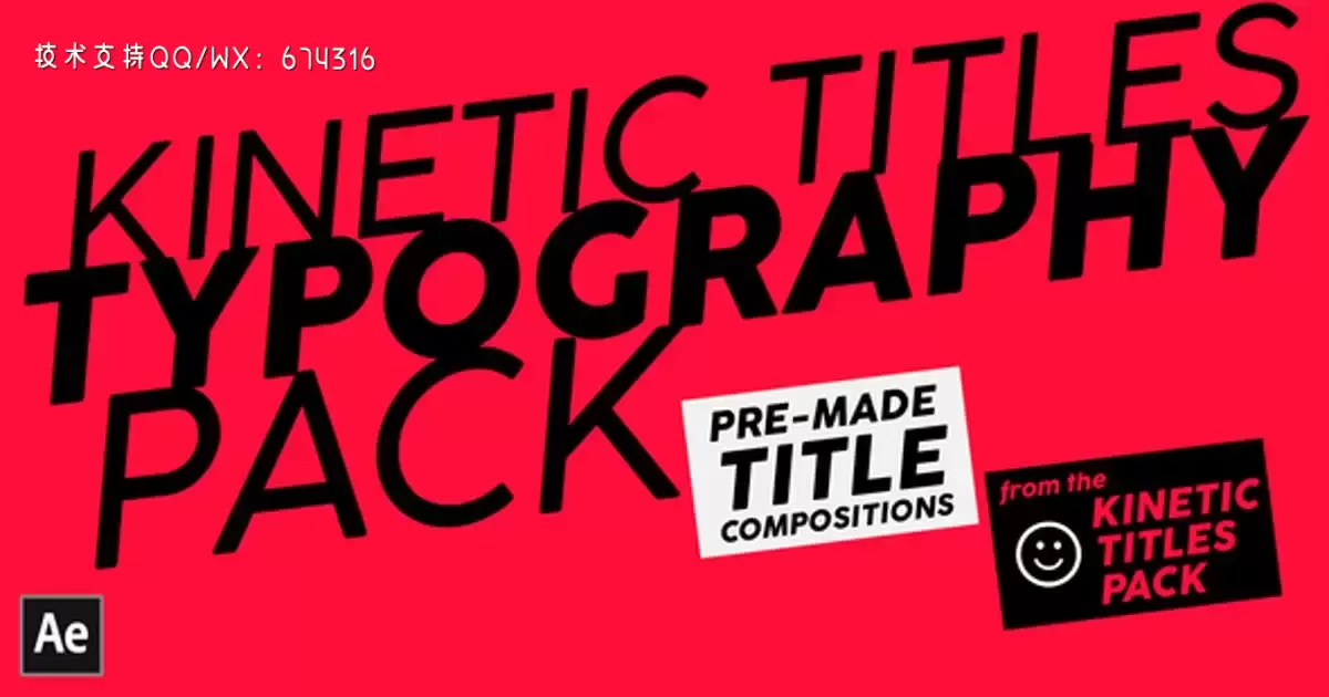 动力学标题排版包AE视频模版Kinetic Titles Typography Pack