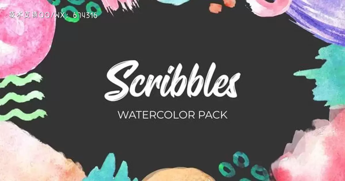 涂鸦艺术创作水彩包AE视频模版Scribbles. Watercolor Pack插图