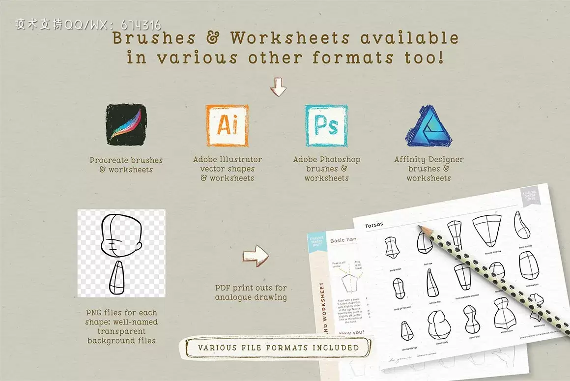 卡通人物角色Procreate绘图笔刷工具包插图4