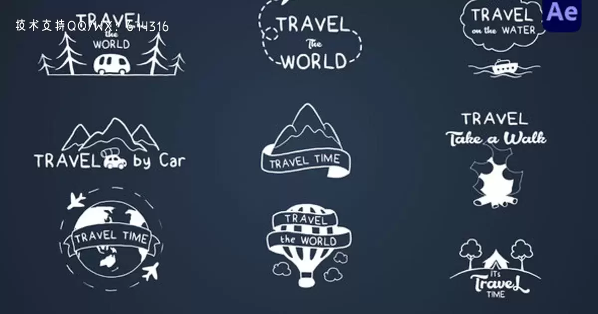 旅行标题动画标题元素AE视频模版Travel titles [After Effects]插图