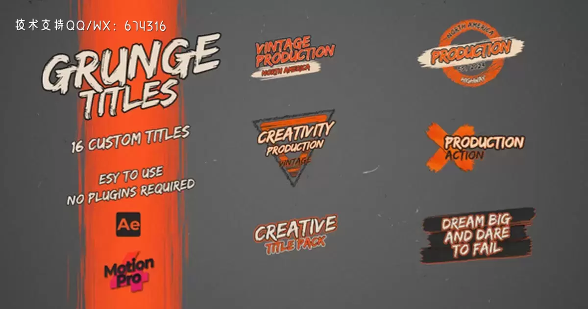垃圾标题文字动画AE视频模版Grunge Titles插图
