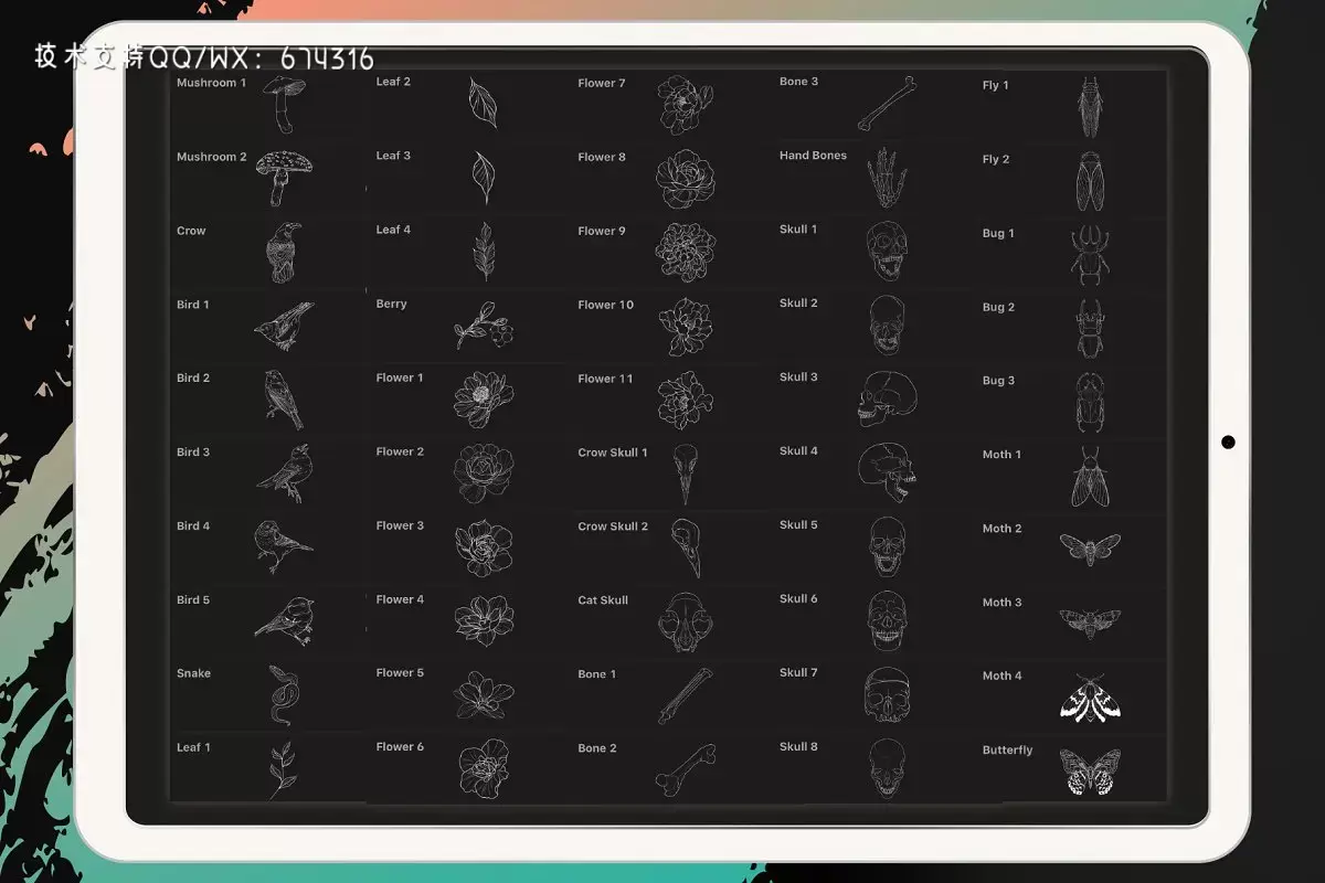 纹身刺青图章Procreate笔刷集插图7