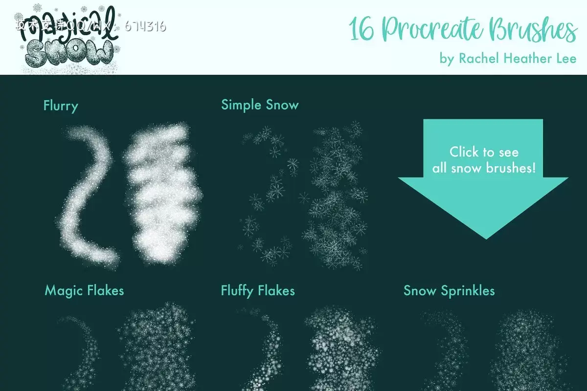 冬季雪花Procreate绘画笔刷套装插图5