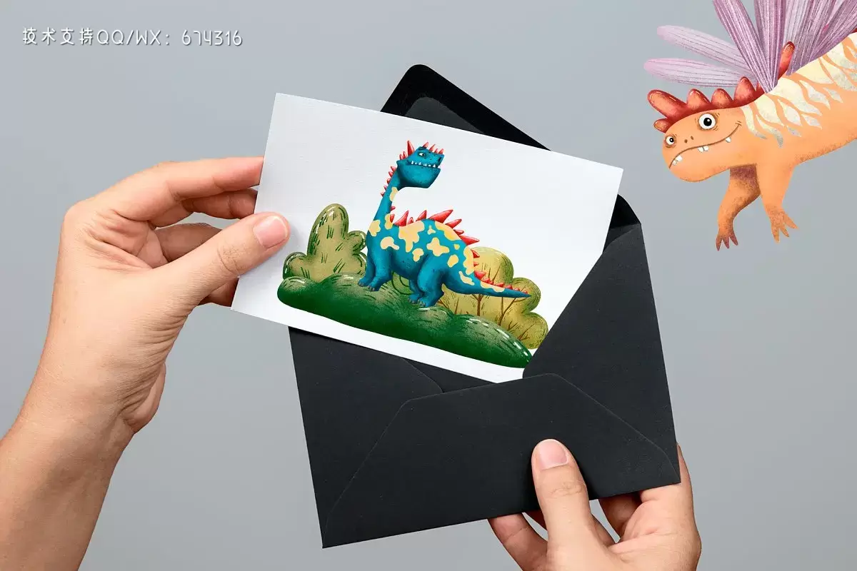 可爱的卡通恐龙水彩剪贴画素材合集插图4